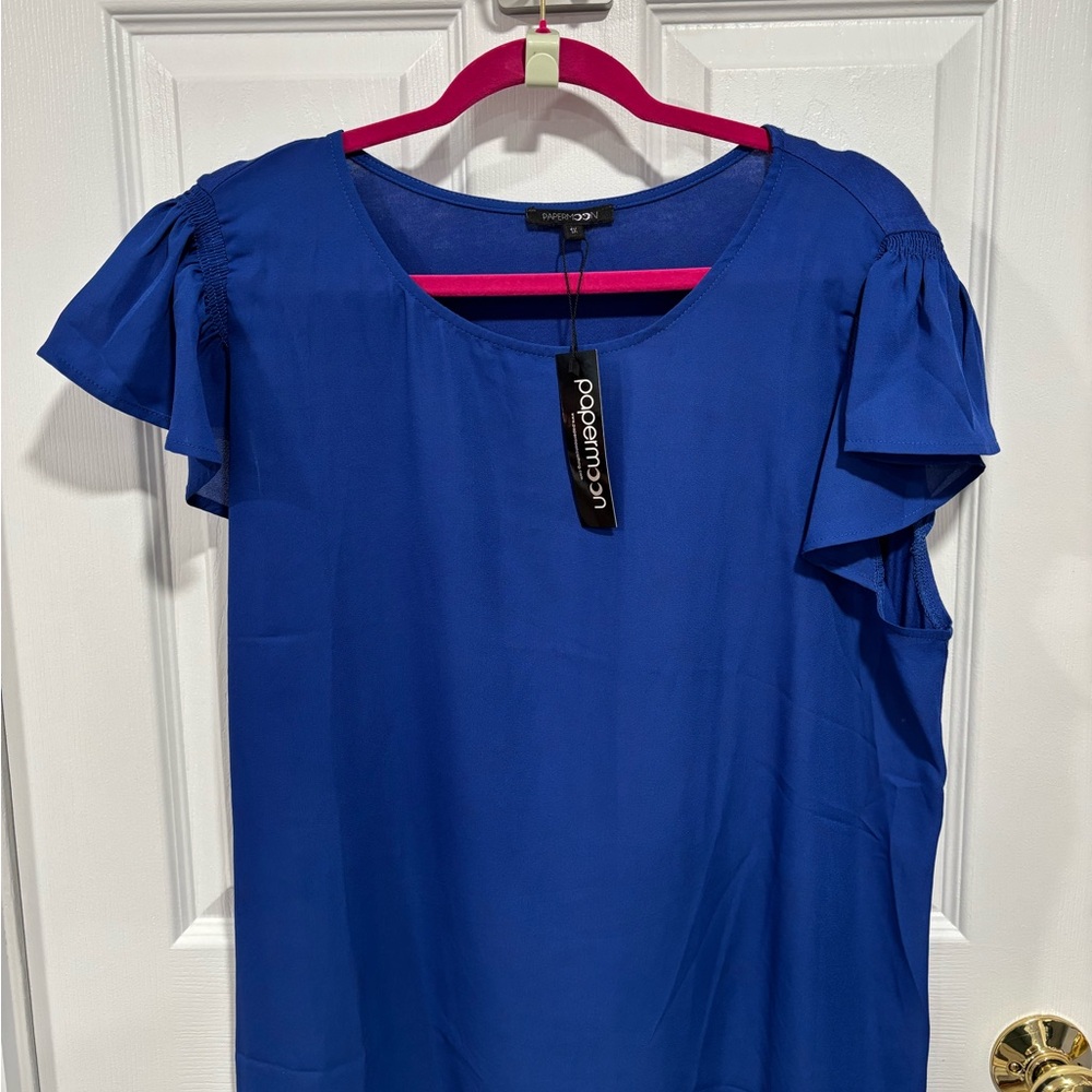 Papermoon Royal Blue Ruffle Sleeve Blouse